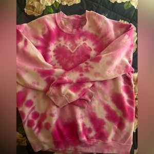 Urban renewal remade heart tie-die crew neck sweatshirt